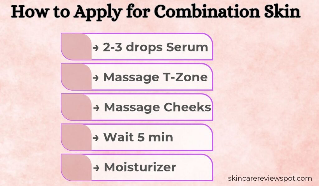 Step by step usage guide for Minimalist Vitamin C 10% serum on combination skin.